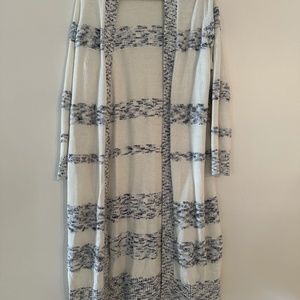 Loft white and blue striped cardigan